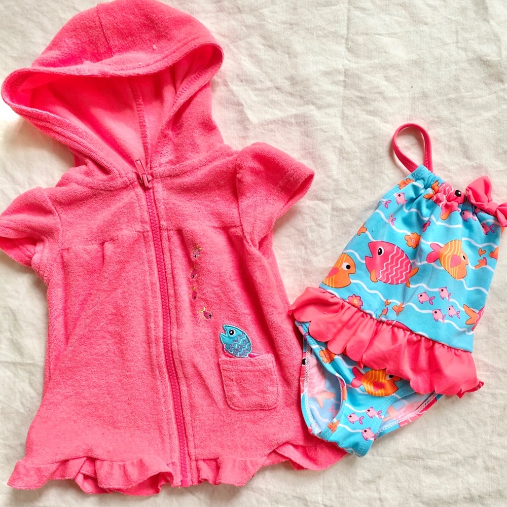 Baby girl bathing suit and cover up  0-3months